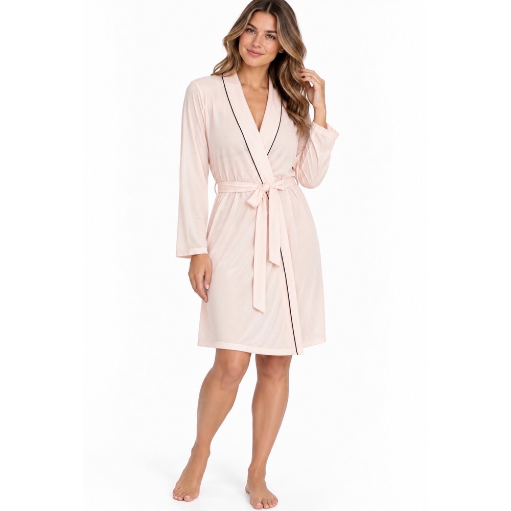 NEW Eberjey The Wrap Robe R1815W Blush Soft Rayon Womens Size L/XL Luxe Bridal